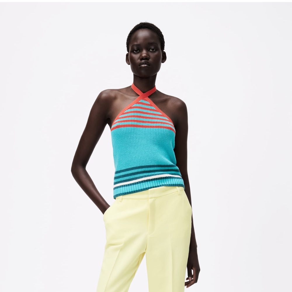 Zara multicolored halter neck knit top - Picture 1 of 7